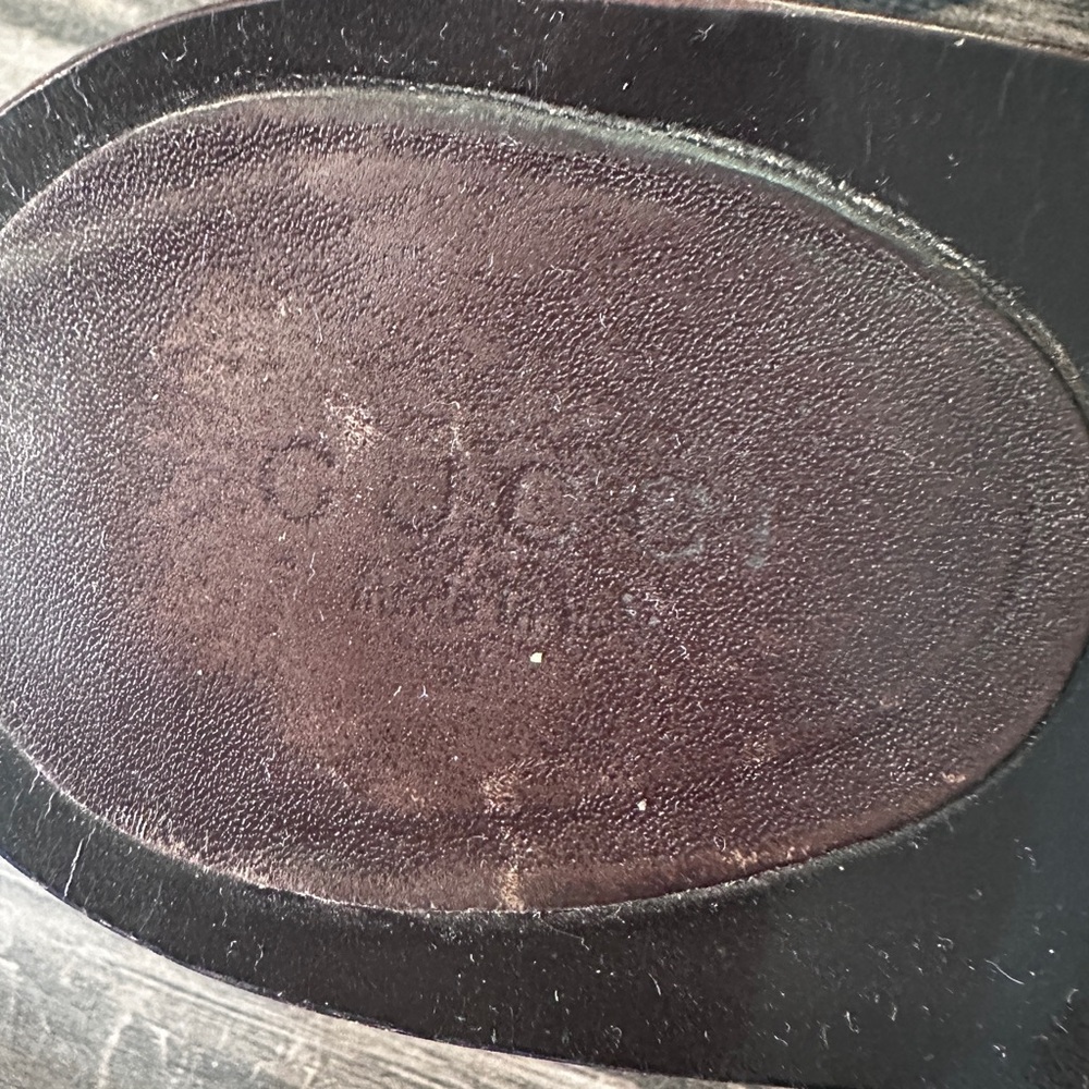 Gucci GG Logo Sandals Kitten‎ Heels THONGS Flip Flop Slides Brown Green Red 9.5 - Picture 6 of 16